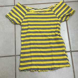 Justice Girls stripe yellow‎ off shoulder top size 10